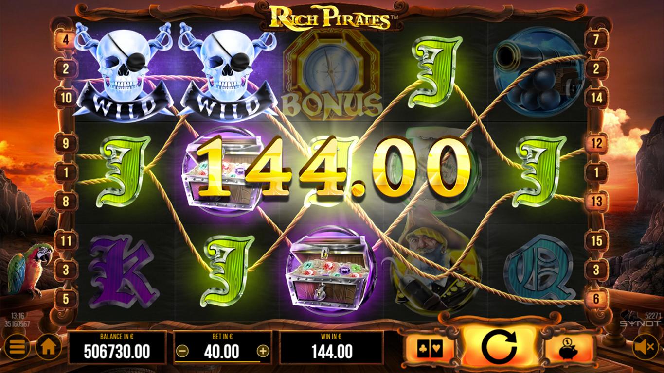 WIld Win im Synot Casino Game Rich Pirate